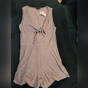 Gray Knit Dress with Knot Detail